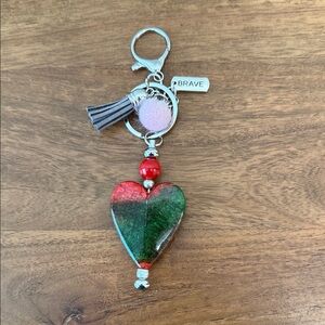 Heart Keychain with Tassel and Beads